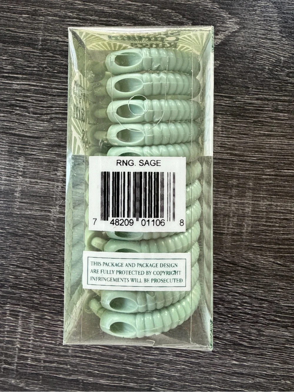 Royal Crest Home Shower Curtain Rings- Sage- NWT